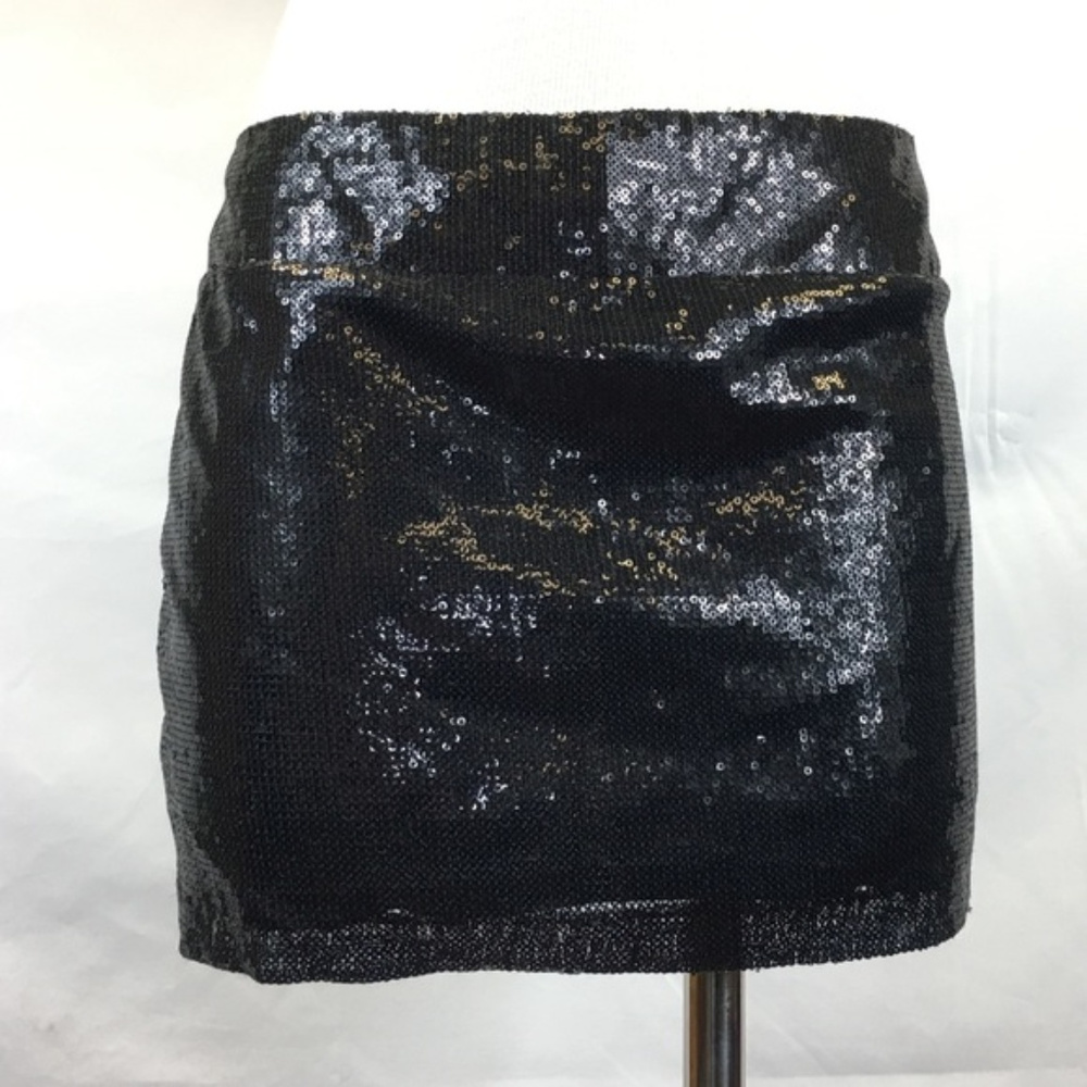 Black Sequin Mini Skirt Urban Vibe Medium
